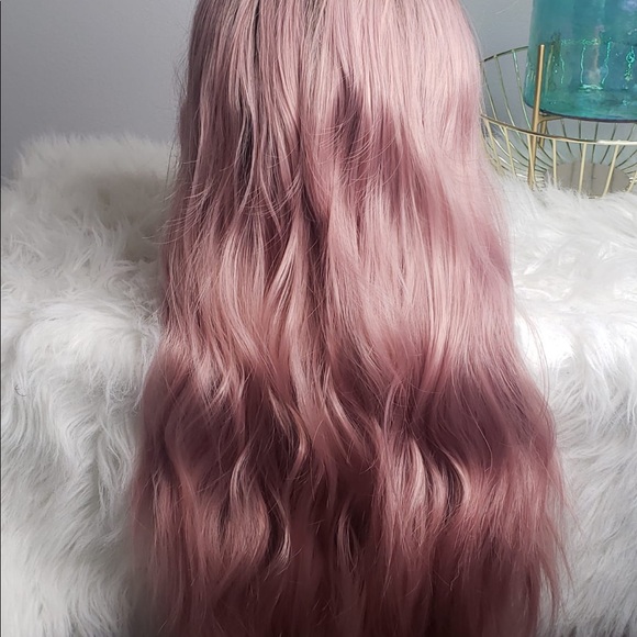 Long curly lace front synthetic ombre and pink wig for cosplay party - Picture 2 of 5